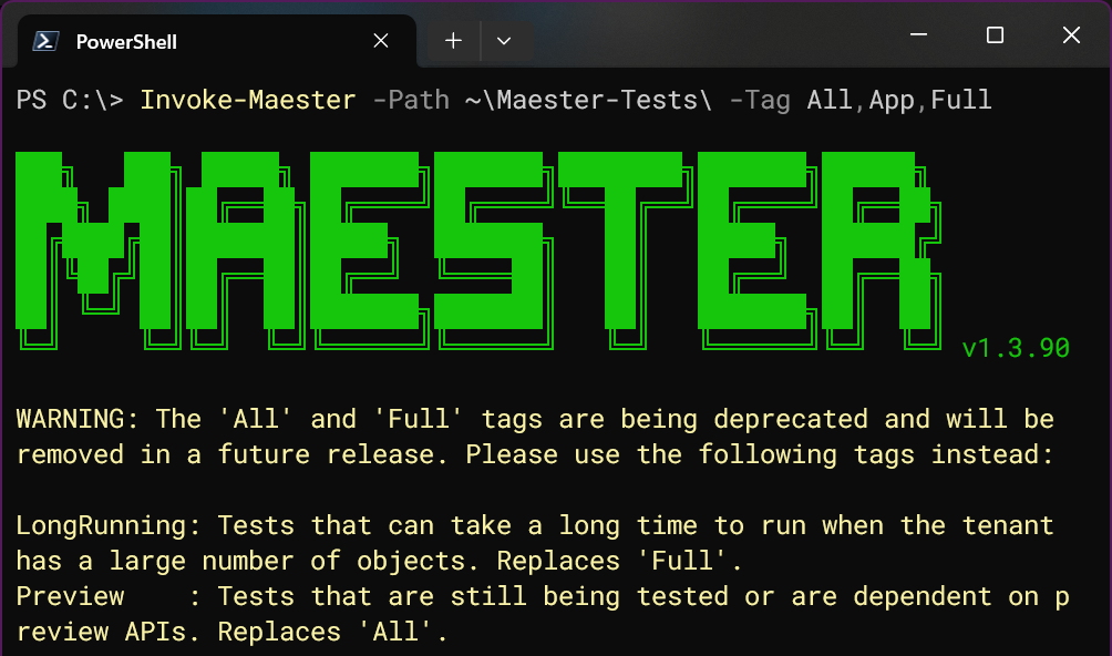 WARNING: The 'All' and 'Full' tags are being deprecated and will be removed in a future release. Please use the following tags instead...